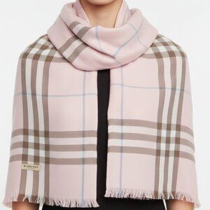 Burberry Giant Cashmere and Wool Check Scarf Pink